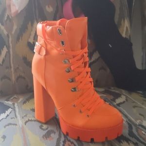 Orange ankle shoe boots